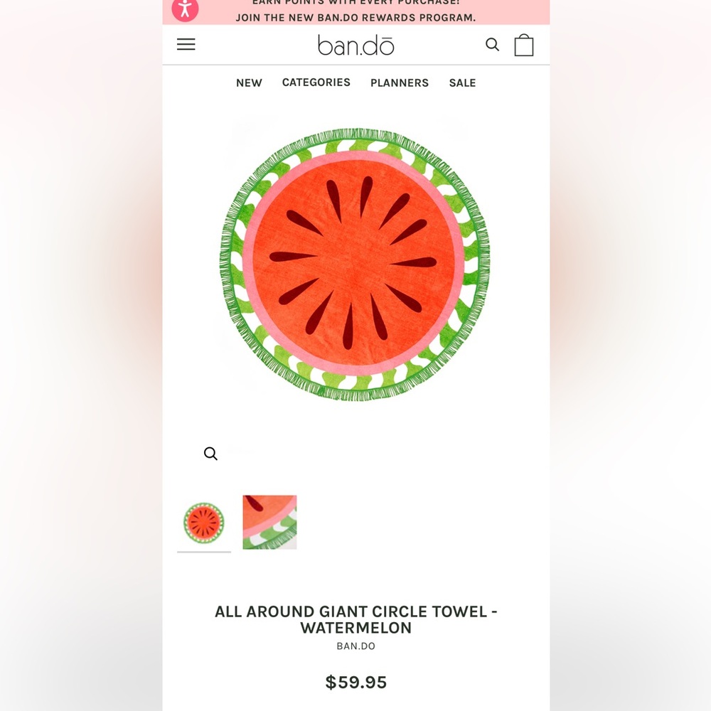 Ban.do ALL AROUND GIANT CIRCLE TOWEL - WATERMELON- never used!